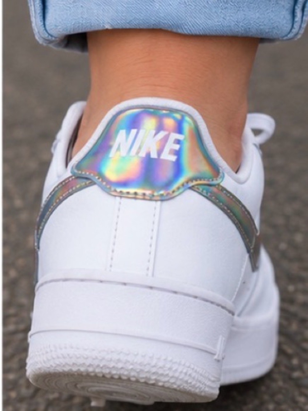 Nike Air Force 1 Low-Top Iridescent Swoosh Sneakers - Size 9 - Picture 8 of 9